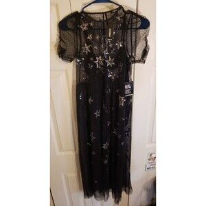 Express Embroidered Star Sequin Lace Maxi Dress Bikini Bodysuit - Size XXS